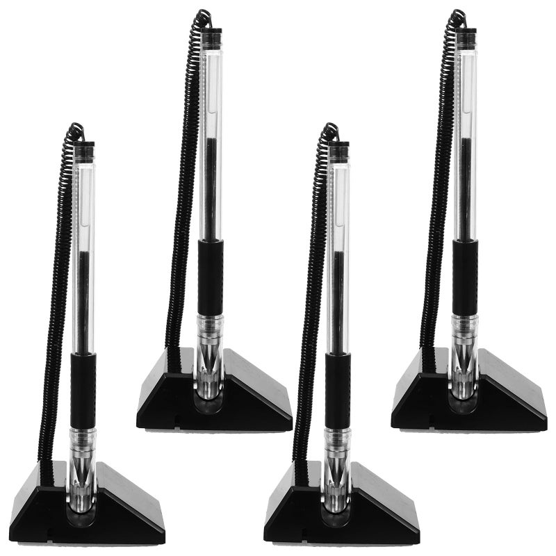 4 Ballpoint Pens With Desk Stand Black 0 5mm For Office Reception And Business Counter Use - Image 2
