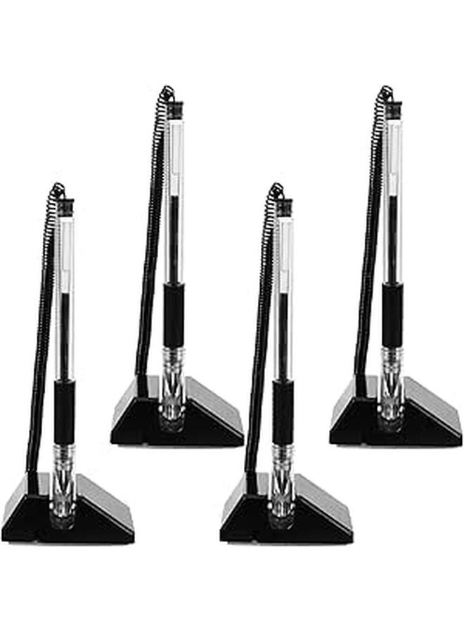 4 Ballpoint Pens With Desk Stand Black 0 5mm For Office Reception And Business Counter Use - Image 1