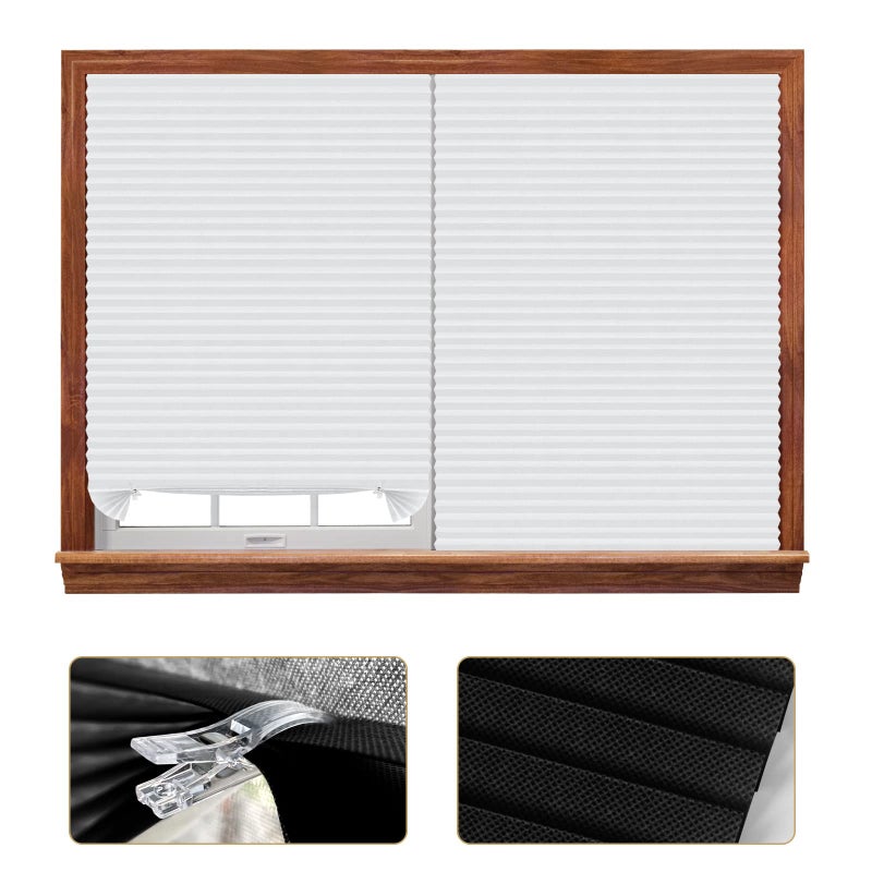 ChYoung Stick On Blinds for Windows, No Drill Blinds Temporary Window Blinds No Drilling Door Blinds Light Filtering Pleated Paper Blinds and Shades Clip On Blinds for Kitchen Patio Bathroom - Image 3
