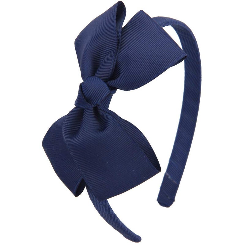 7Rainbows Fashion Cute Navy Blue Bow Headband Back to School Headbands for Girls Toddlers. - Image 1