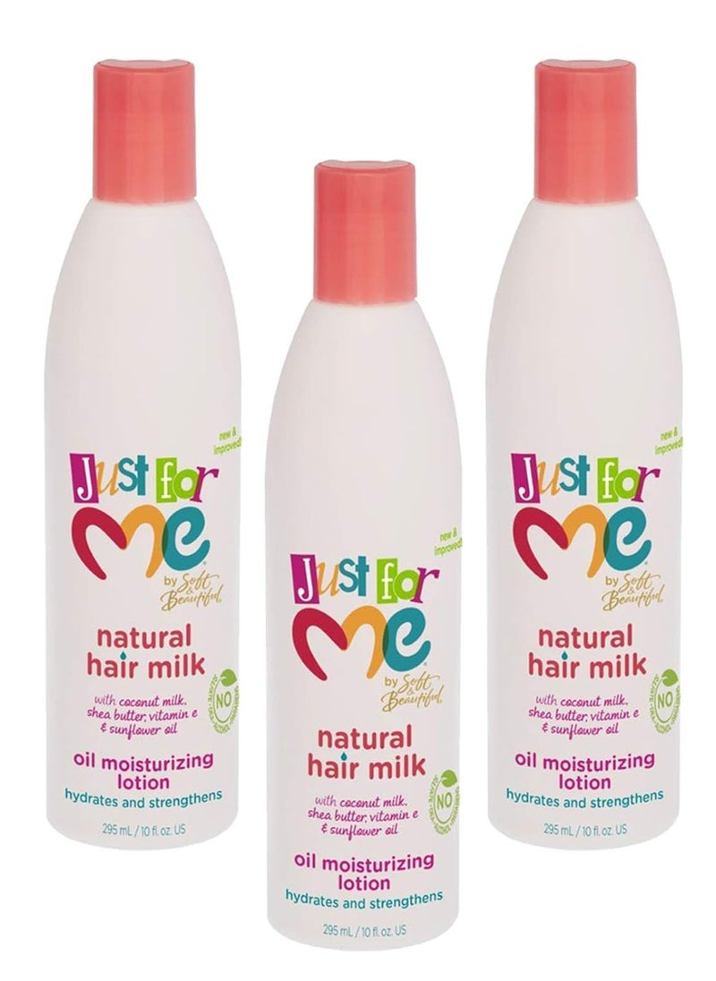 Just for Me Just For Me Natural Hair Milk Lotion (3 Pack) - Hydrates & Strengthens, Contains Coconut Milk, Shea Butter, Vitamin E, Sunflower Oil, Lightweight Moisture, Reduces Frizz, 10 oz  - Image 1