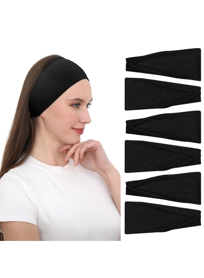 LEBOCADO 6 Pcs Headbands, Black Buttery Soft Wide Headbands for Women's Hair - Non Slip, Thick Headbands for Fashion, Yoga, Running, Sports, Travel - Image 1
