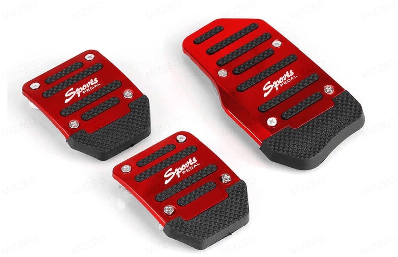 MIZZEO Vehicle Sports Accelerator Brake Clutch Pedal Cover (Pack of 3) Red Compatible with Mahindra Bolero (Type-1) 2001-2007 - Image 1