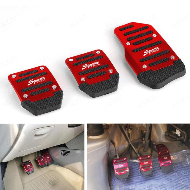 MIZZEO Vehicle Sports Accelerator Brake Clutch Pedal Cover (Pack of 3) Red Compatible with Mahindra Bolero (Type-1) 2001-2007 - Image 2