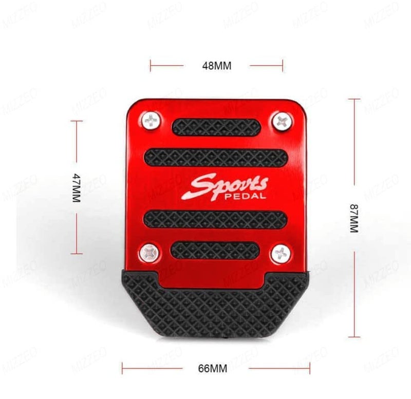 MIZZEO Vehicle Sports Accelerator Brake Clutch Pedal Cover (Pack of 3) Red Compatible with Mahindra Bolero (Type-1) 2001-2007 - Image 3