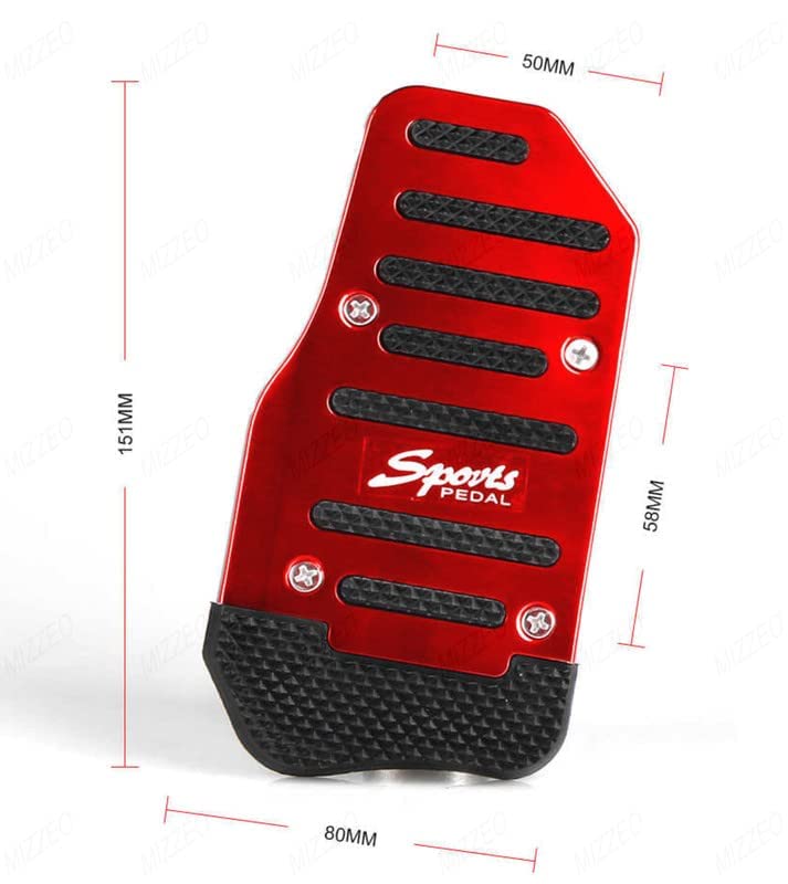 MIZZEO Vehicle Sports Accelerator Brake Clutch Pedal Cover (Pack of 3) Red Compatible with Mahindra Bolero (Type-1) 2001-2007 - Image 4