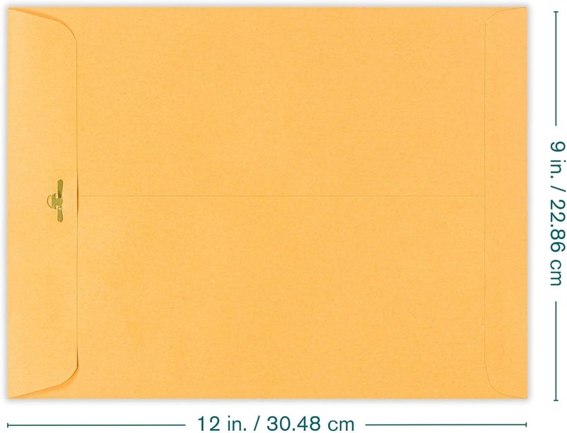 EnDoc Clasp Envelopes 9x12-15 Pack Brown Kraft Catalog Envelopes with Clasp Closure & Gummed Seal – 28lb Heavyweight Paper Envelopes for Home, Office, Business, Legal or School Pack- 9 x 12 Inch - Image 2