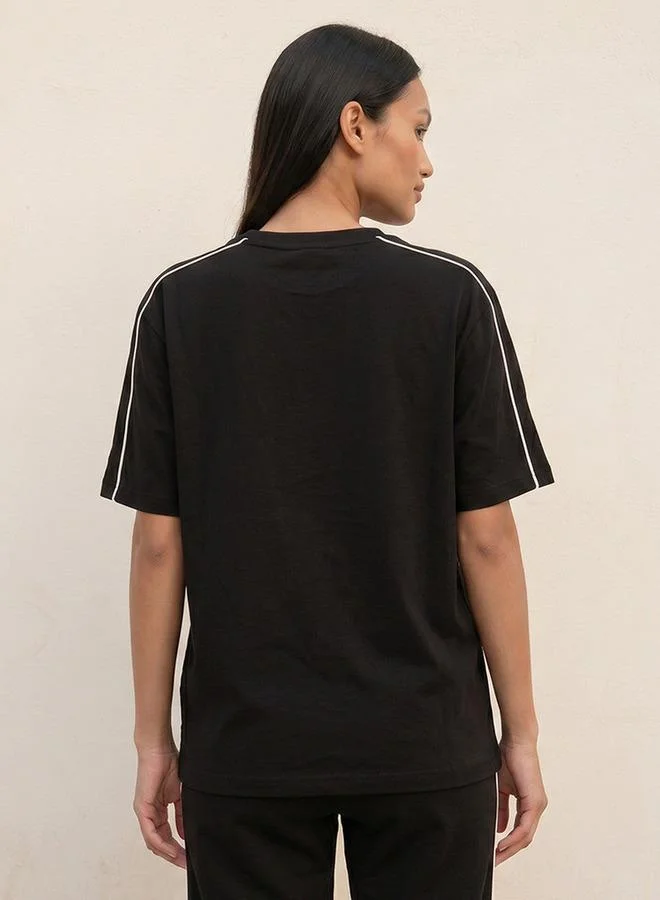 Kappa Black Kappa Logo Embroidered T-shirt for Women | Best Price UAE