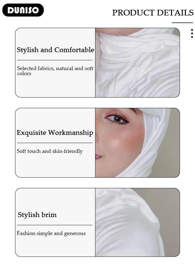 DUNISO Women One Piece Hijab Baseball Cap 2 in 1 Sun Protection Chiffon Hijab Scarf with Cotton Cap Long Turban Hat Full Cover Prayer Headscarf Muslim Shawls Chemo Cancer Headwear - Image 4