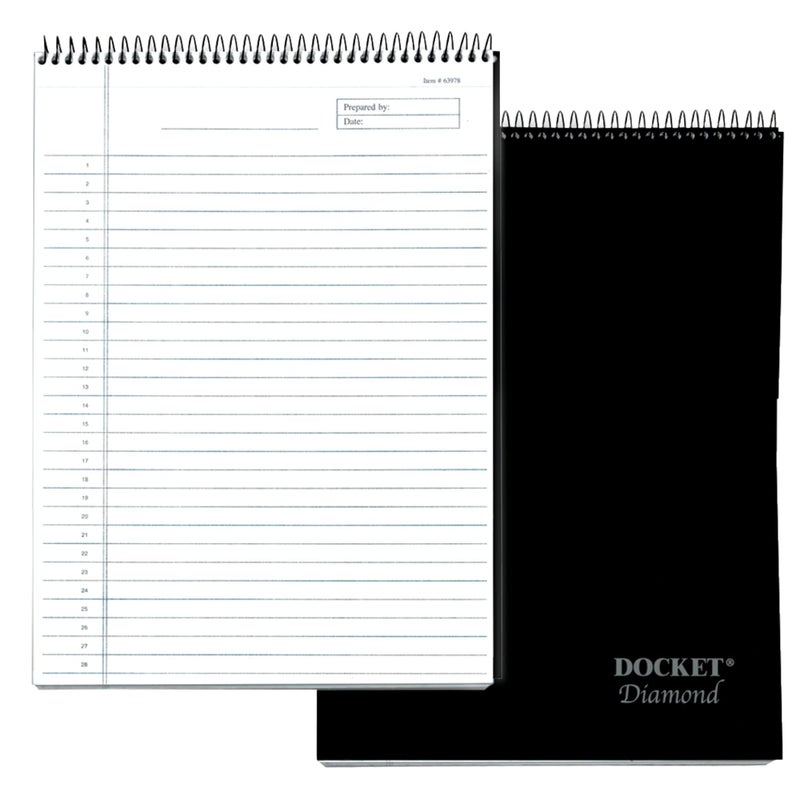 TOPS Docket Diamond Premium Stationery Wirebound Tablet, 8.5 x 11.75 Inches, 60 Sheets, Legal Ruled, Natural White (63978), Black - Image 1