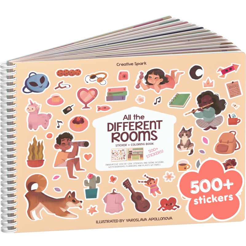 CUPKIN All The Different Rooms 500 Sticker Book by Cupkin Fashion Toddler Travel Activity Coloring Sticker Book Road Trip Essentials 12 Coloring Pages Side by Side Scenes for Ages 28 Years - Image 2
