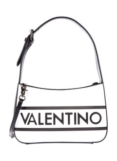 Solid Kai Logo Leather Shoulder Bag for Women White Black