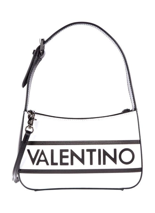 VALENTINO BY MARIO VALENTINO - Solid Kai Logo Leather Shoulder Bag for Women White Black - Image 1