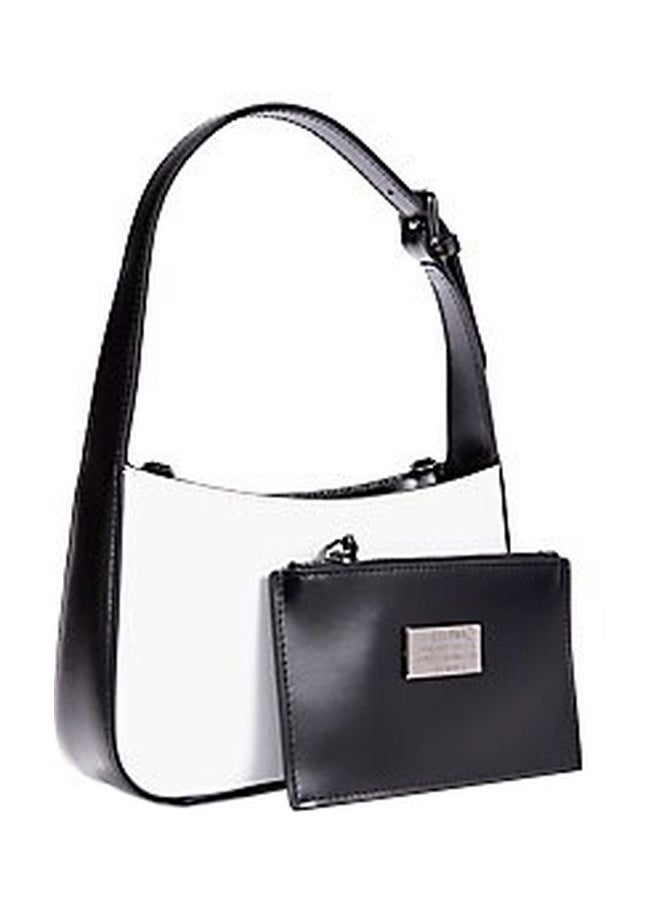 VALENTINO BY MARIO VALENTINO - Solid Kai Logo Leather Shoulder Bag for Women White Black - Image 1