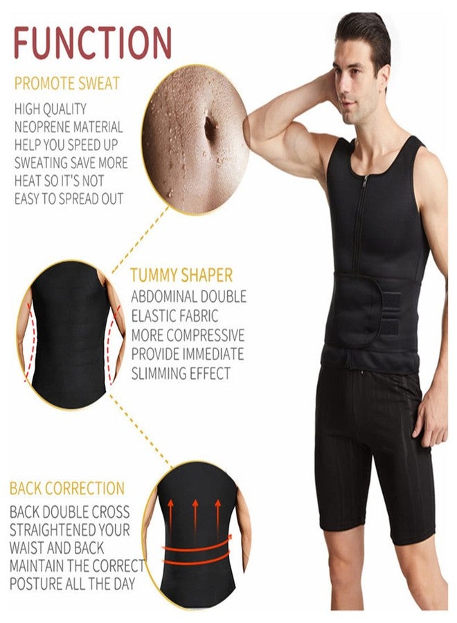 Yinhing Body Shaping Sauna Vest, Men Body Shaping Vest, Breathable Gym Fitness Vest with Double Belt (Black XL) - Image 4