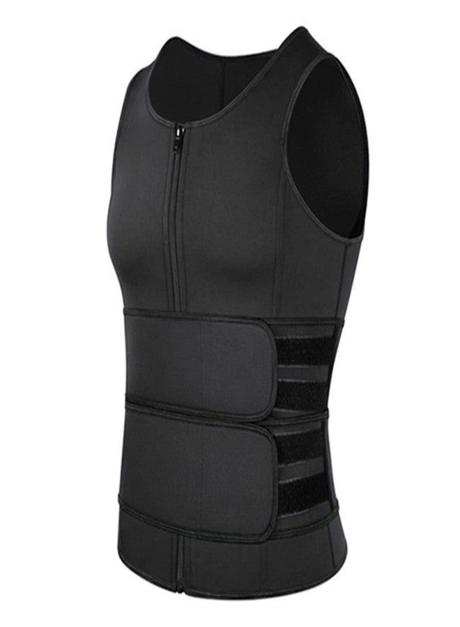 Yinhing Body Shaping Sauna Vest, Men Body Shaping Vest, Breathable Gym Fitness Vest with Double Belt (Black XL) - Image 2