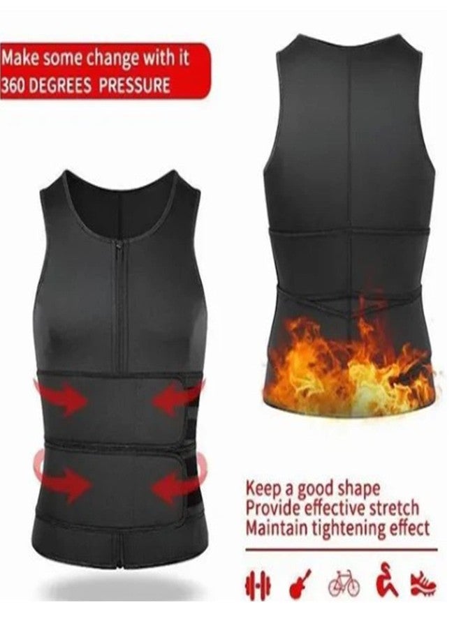 Yinhing Body Shaping Sauna Vest, Men Body Shaping Vest, Breathable Gym Fitness Vest with Double Belt (Black XL) - Image 3