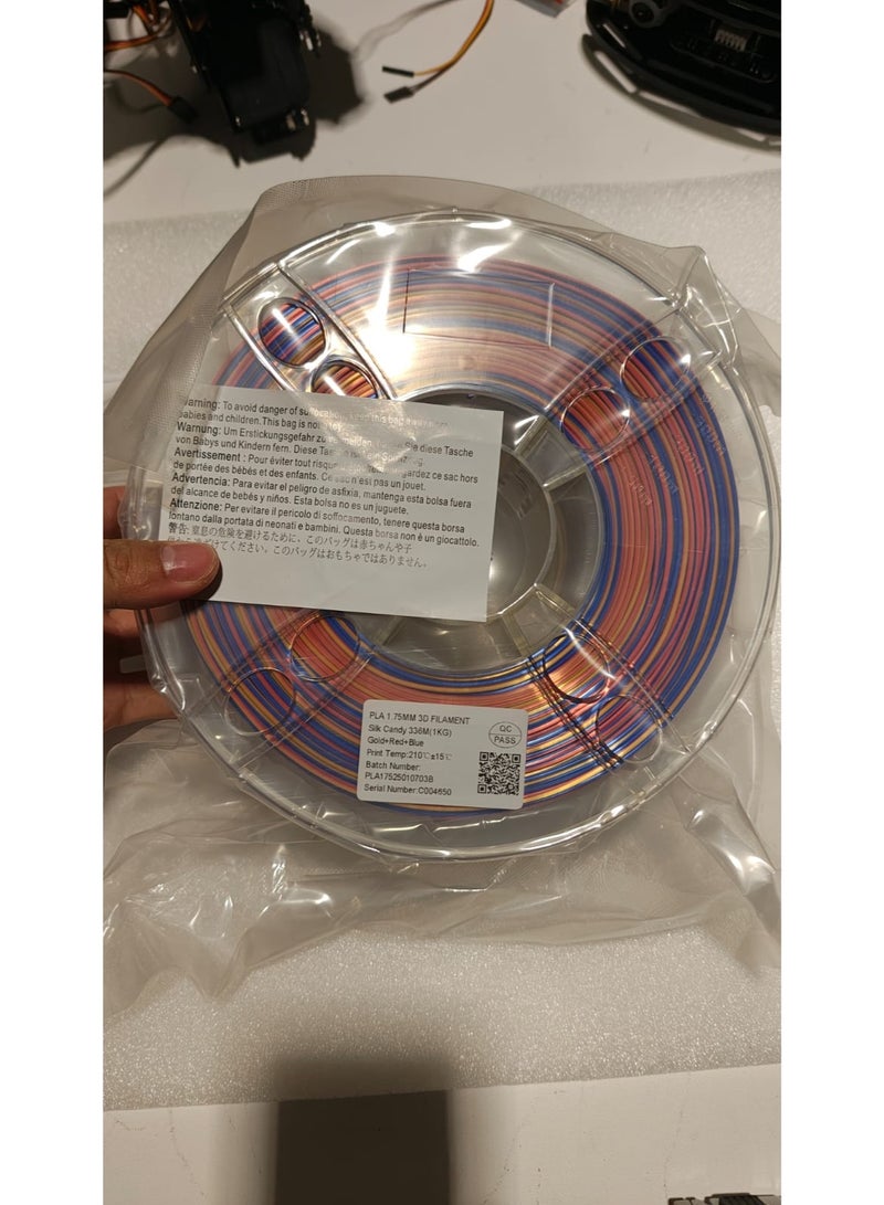 robotgcc Silk Candy Tri-Color PLA Filament Gold Red Blue 1.75mm 3D Printer Filament 1KG Triple Color Gradient PLA Filament Metallic Silk PLA Color Changing Filament for FDM Printing Glossy Decorative PLA Filament Smooth Extrusion for Models Sculptures Cosplay Compatible with Most 3D Printers - Image 3