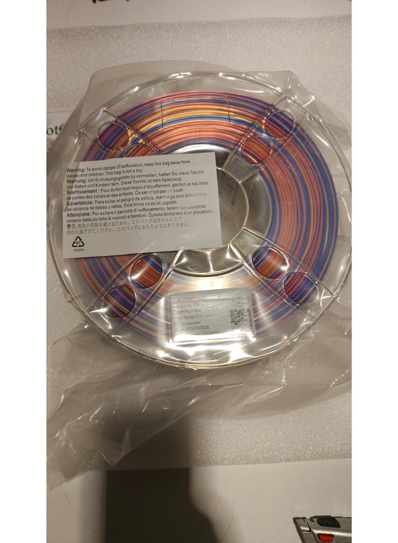 robotgcc Silk Candy Tri-Color PLA Filament Gold Red Blue 1.75mm 3D Printer Filament 1KG Triple Color Gradient PLA Filament Metallic Silk PLA Color Changing Filament for FDM Printing Glossy Decorative PLA Filament Smooth Extrusion for Models Sculptures Cosplay Compatible with Most 3D Printers - Image 2