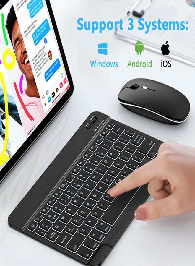 LOOBOAKY Bluetooth Keyboard and Mouse Combo for iPad Keyboard with 7-Color Backlit, Rechargeable Wireless Keyboard fit iPad 10th/9th/8th Gen, iPhone,Tablet, Smartphone iOS Android Windows - Image 4