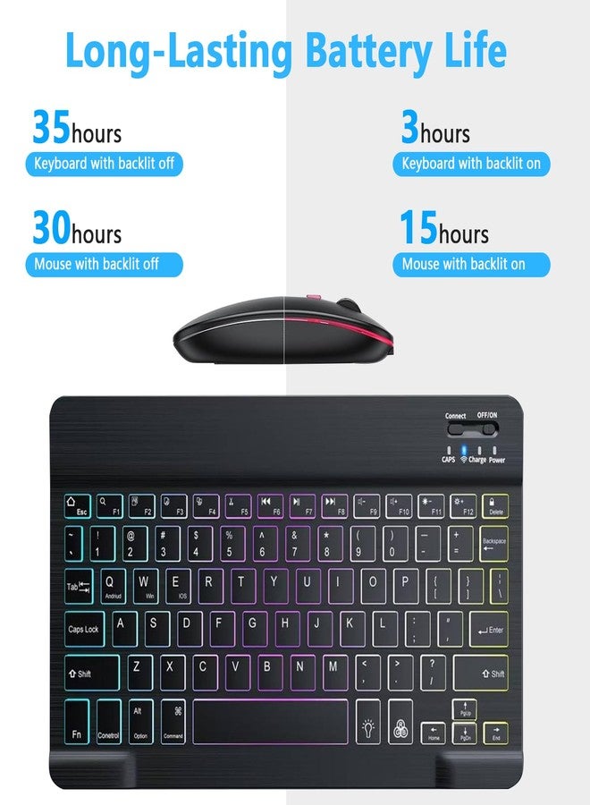 LOOBOAKY Bluetooth Keyboard and Mouse Combo for iPad Keyboard with 7-Color Backlit, Rechargeable Wireless Keyboard fit iPad 10th/9th/8th Gen, iPhone,Tablet, Smartphone iOS Android Windows - Image 3