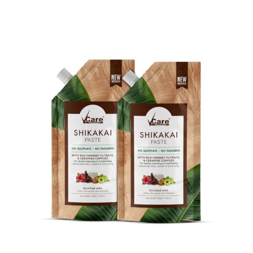 VCare Shikakai Paste 150g for Men and Women | With Rice Ferment Filtrate & Ceramide Complex | Amla, Fenugreek & Hibiscus | Gentle Hair Cleanser & Conditioner (Pack Of 2) - Image 1