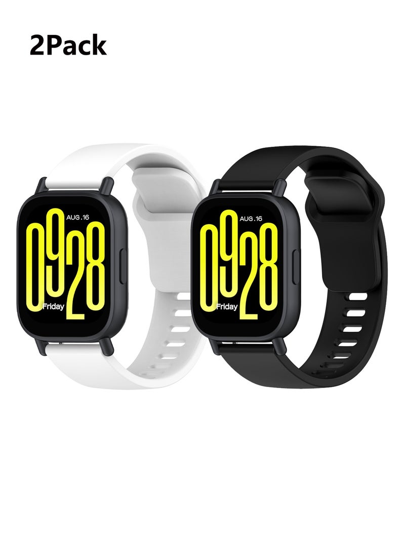 OLYSON 2 Pack Silicone Strap Compatible with Redmi Watch 5 Active/Redmi Watch 5 Lite (Black and White) - Image 1