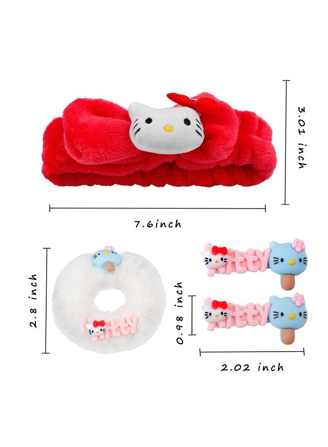 G-Ahora Kawaii Kitty Cat Headband with Hair Ties Hair Clip Kitty Cat Spa Makeup Headband Hair Accessories Gift for Kid Girl Women (HB-Kitty) - Image 1