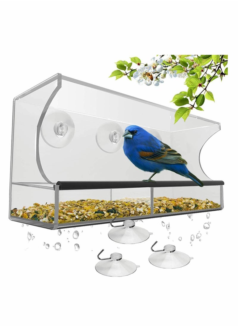 Y&D Window Bird Feeder with Strong Suction Cups and Seed Tray Birdfeeders Large Outside Hanging Birdhouse Kits Drain Holes Anti-Shock Anti-Pressure Very for Wild Birds Finch Bluebird  - Image 1