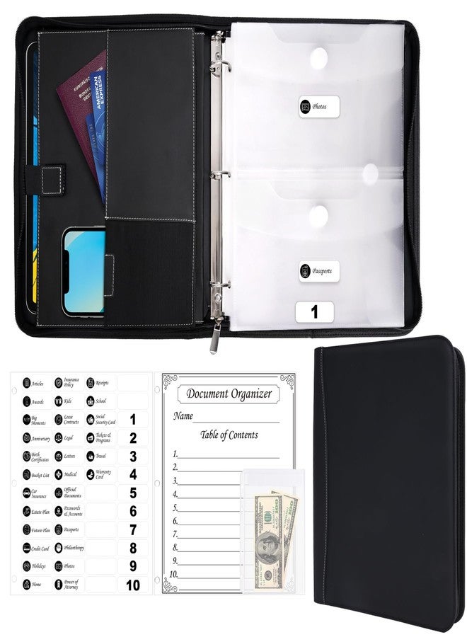 HAUTOCO Important Document Organizer Zipper Life Binder Family Emergency Binder Birth Certificates Protector, in Case I Go Missing Estate Planning Organizer - Include Category Label & Directory - Image 1