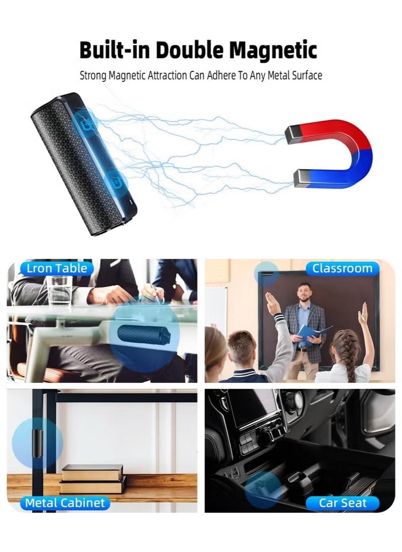 مسجِّل صوت مغناطيسي 64G مع خاصية تقليل الضوضاء الثلاثي الذكي بالذكاء الاصطناعي، جهاز تسجيل مستمر لمدة 25 يومًا، مسجِّل صوت يعمل بالصوت، مسجِّل صوت رقمي للاجتماعات/المقابلات/الفصول الدراسية