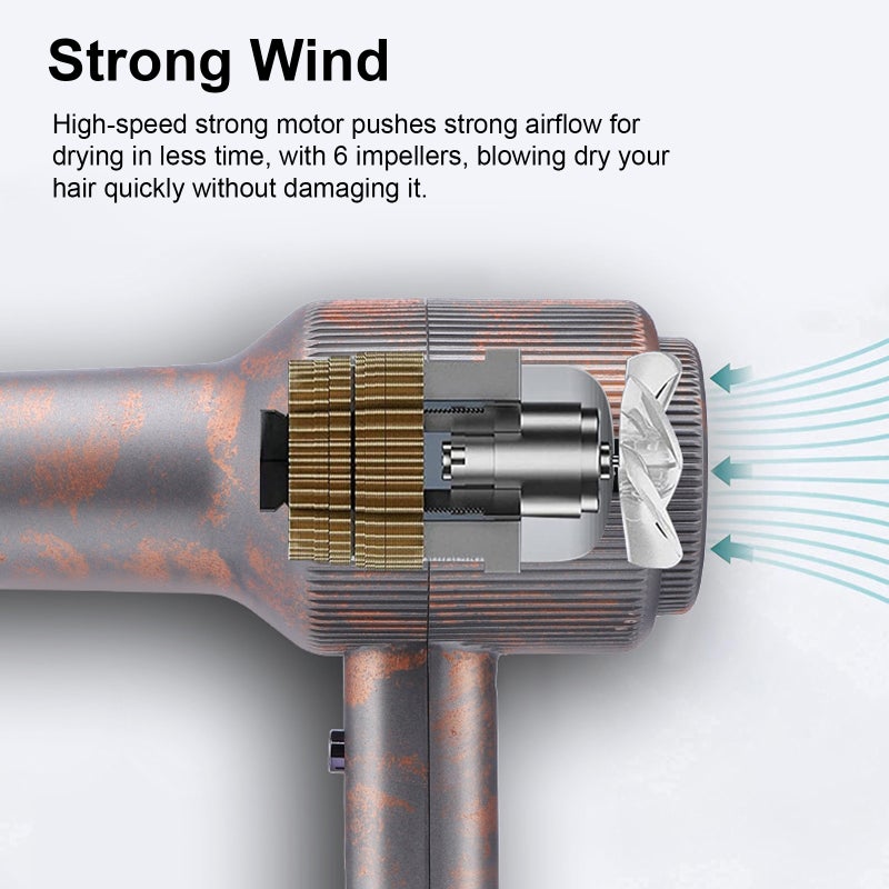 Electric Hair Dryer 2000W Home Hair Blower Hot Cold Wind 3 Speeds Adjustable with Concentrator Nozzle Hair Dryer Diffuser Portable Hair Styling Tool - Image 2