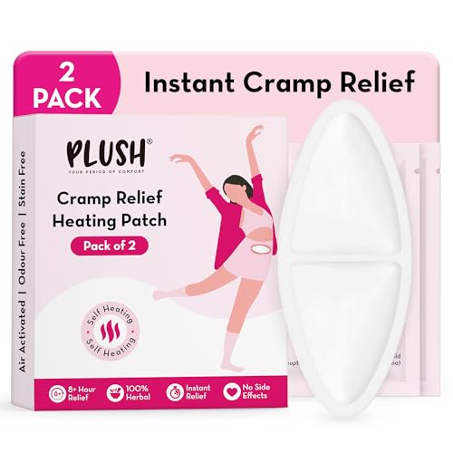 Plush 8+ Hour Instant Cramp Relief Heating Patch (Pack of 2) | 100% Herbal & Safe | Air Activated | No Side Effects - Image 1