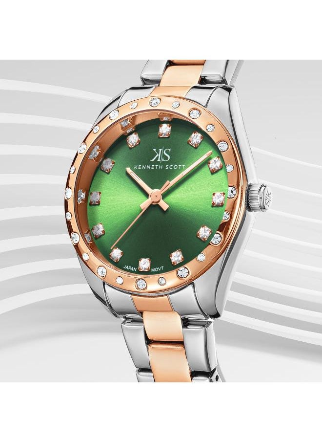 KENNETH SCOTT Kenneth Scott K24509-KBKH Women's Analog Display Watch & Stainless Steel Strap Rose Gold  - Image 3