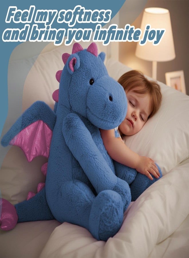 ARELUX Large Dragon Stuffed Animal Plush Toy - Cute Blue Pterosaur Plushie, Giant Fuzzy Dinosaur Pillow for Cuddling, 50in Length (33in Sitting Height), Soft Plush Gift for Friends & Family - Image 2