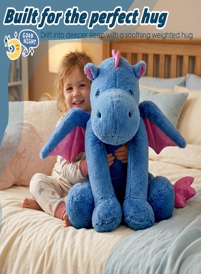 ARELUX Large Dragon Stuffed Animal Plush Toy - Cute Blue Pterosaur Plushie, Giant Fuzzy Dinosaur Pillow for Cuddling, 50in Length (33in Sitting Height), Soft Plush Gift for Friends & Family - Image 3