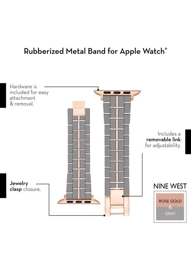 NINE WEST - Fashion Rubberized Bracelet for Apple Watch Secure, Adjustable, Apple Watch Band Replacement, Fits Most Wrists - Image 1