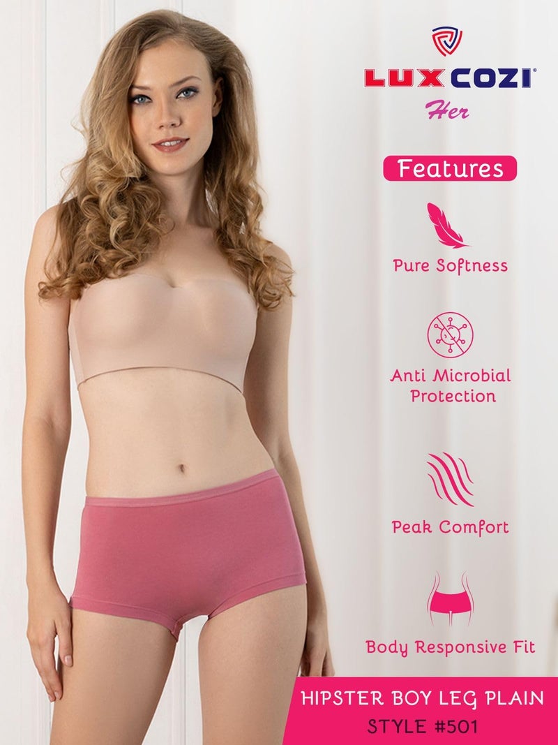 Lux Cozi for Her Women's Boy Shorts Panty_COZIHER_501_PTY_AST_90_4PC - Image 4