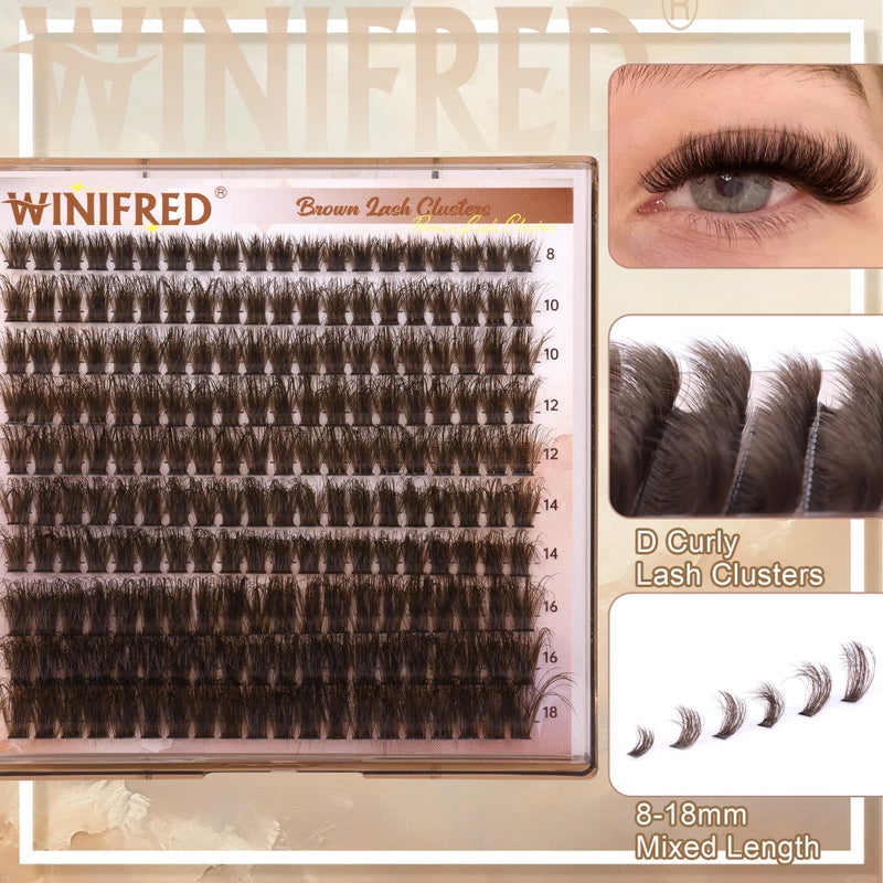 Winifred Cluster Eyelash Extensions Wispy Lash Clusters Thick Volume Individual Lashes 50D Lash Extension D Curvature Eyelash Clusters 16mm DIY Faux Mink Eyelash Extension (240pcs) - Image 3