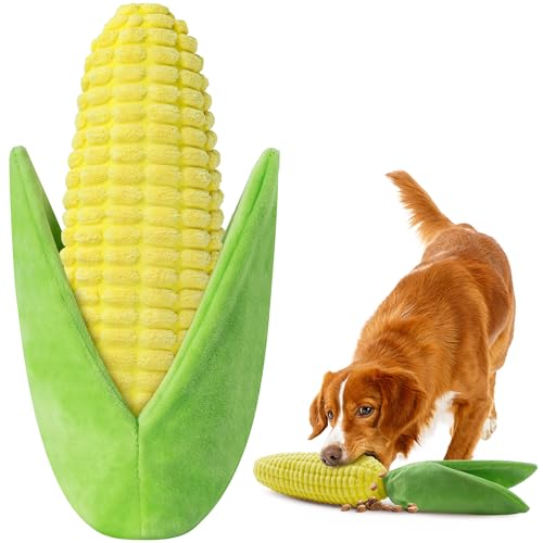 Vitscan Tough Dog Toys for Not Aggressive Chewers Durable Dog Chew Toys for Small Medium Large DogsInteractive Crinkle Squeaky Dog Toys to Keep Them Busy Corn Plush Puppy IQ Training Dogs Puzzle Toy - Image 1