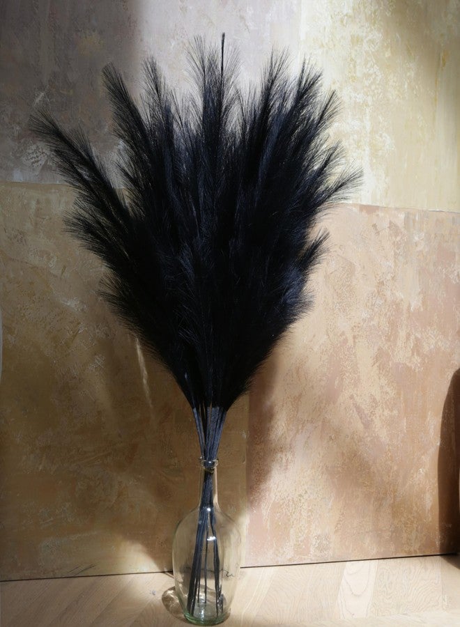 QUBITFUL Faux Pampas Grass Tall, 9 PCS 43''/ 110 cm Large Black Pampas Grass Decor, Fake Pompas Branches, Long Feathers for Floor Vase, Boho Flower Arrangement for Home Wedding Decor (Black) - Image 4
