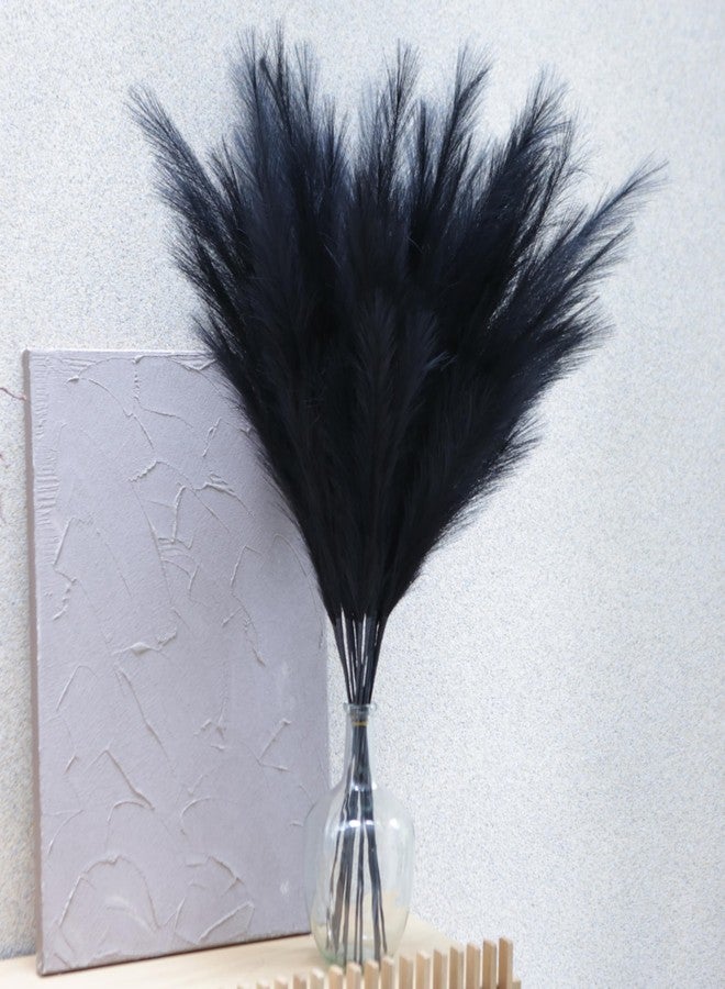 QUBITFUL Faux Pampas Grass Tall, 9 PCS 43''/ 110 cm Large Black Pampas Grass Decor, Fake Pompas Branches, Long Feathers for Floor Vase, Boho Flower Arrangement for Home Wedding Decor (Black) - Image 5