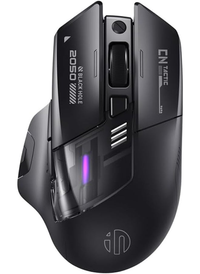 INPHIC A9 Explorer Wireless Mouse for Laptop, 2.4G/Bluetooth 5.0, RGB Lighting, 2400 DPI, Visible Battery, Type-C Charging - Image 1