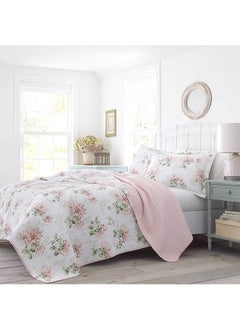 Home Honeysuckle Quilt Set Full Queen Pastel Pink