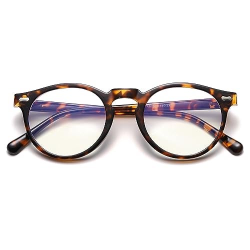 JOVAKIT Round Blue Light Glasses for Women Men Fashion Retro Circle Frame Computer Eyeglasses Anti Eyestrain (Brown Tortoise) - Image 3