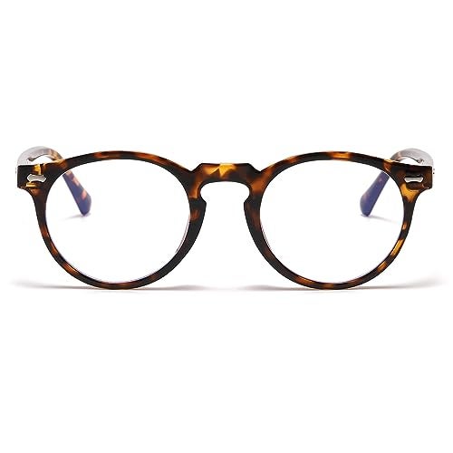 JOVAKIT Round Blue Light Glasses for Women Men Fashion Retro Circle Frame Computer Eyeglasses Anti Eyestrain (Brown Tortoise) - Image 2