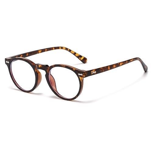 JOVAKIT Round Blue Light Glasses for Women Men Fashion Retro Circle Frame Computer Eyeglasses Anti Eyestrain (Brown Tortoise) - Image 1