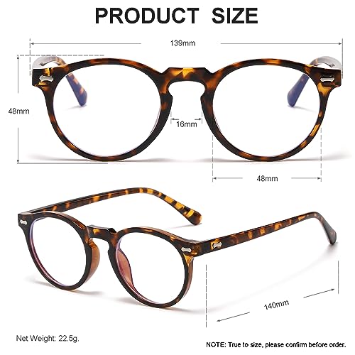 JOVAKIT Round Blue Light Glasses for Women Men Fashion Retro Circle Frame Computer Eyeglasses Anti Eyestrain (Brown Tortoise) - Image 5