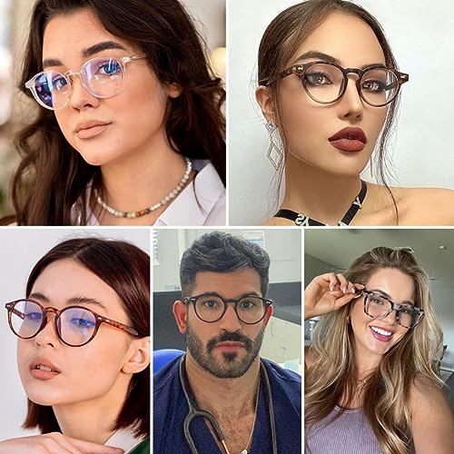 JOVAKIT Round Blue Light Glasses for Women Men Fashion Retro Circle Frame Computer Eyeglasses Anti Eyestrain (Brown Tortoise) - Image 4
