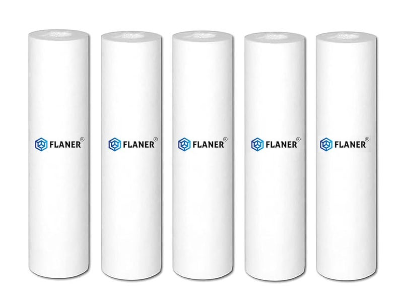 FLANER 10 Inch Spun Filter Cartridge for All Types of RO Water purifiers Ro pp Spun Filter 100 Gram Pack of 5 - Image 1